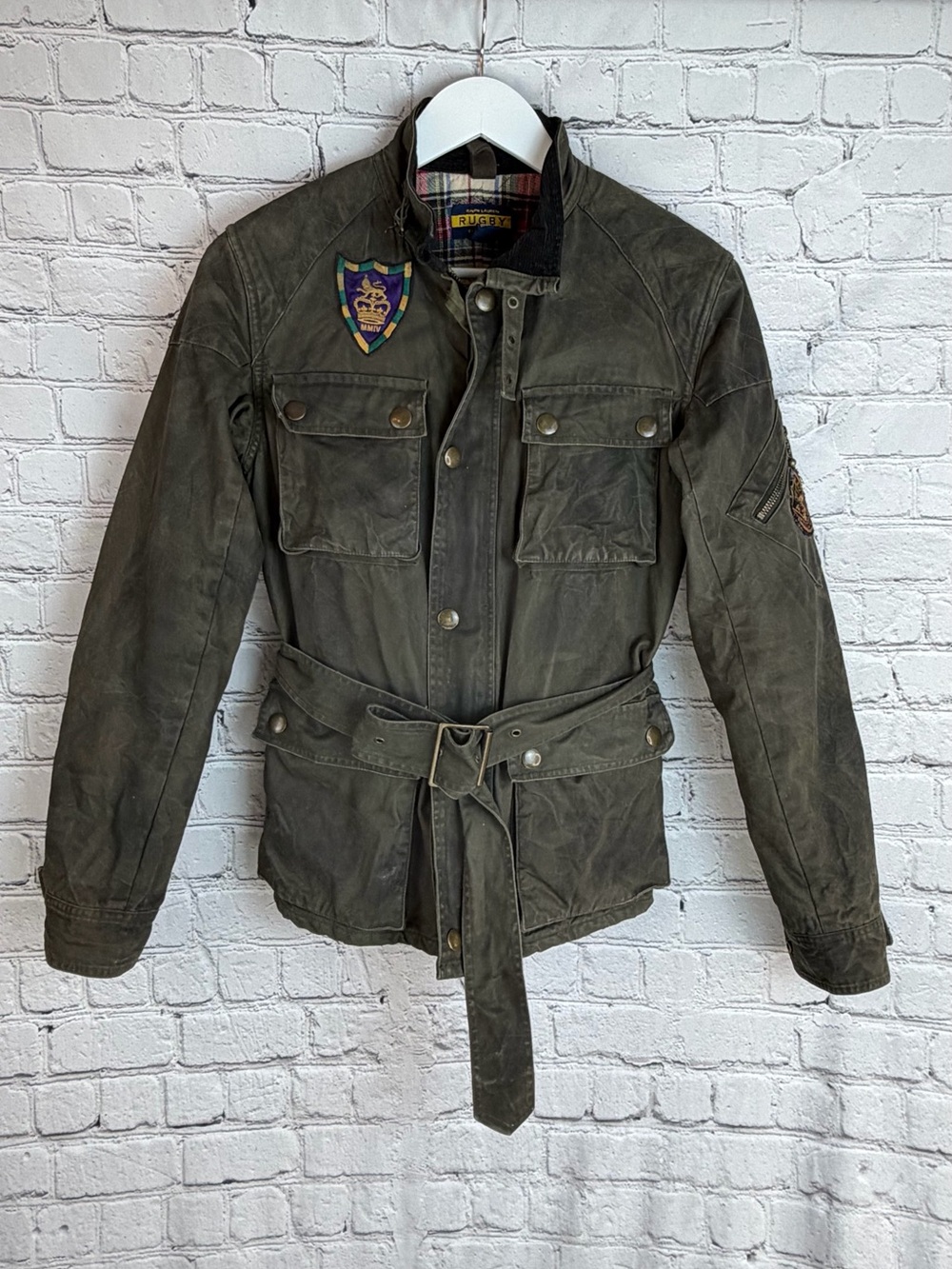 RALPH LAUREN RUGBY Olive Green Military Field Jacket with Belt‎ S